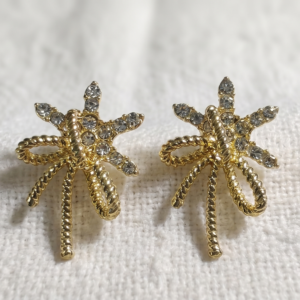 Korean design gold-tone tulip flower stud earrings with soft blush pink enamel petals and vibrant green enamel leaves for a delicate floral look.